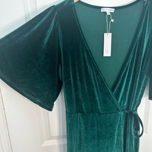 Long velvet, emerald green, wrap dress. Brand new!